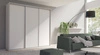 Schiebeschrank Grande 277 cm weiß geräumiger Kleiderschrank in moderner Form, ausgestattet mit Aluminium-Türgleitern