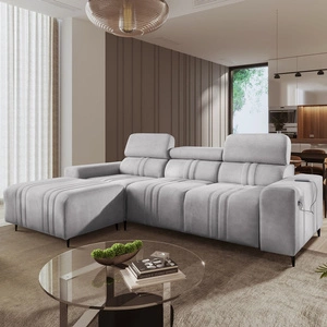 Ecksofa mit Schlaffunktion Castel grau Esche links komfortables und stilvolles Ecksofa mit Bettkasten