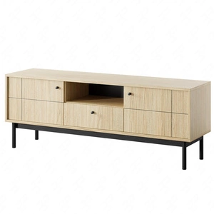 Modesta 154 cm Eiche linea RTV Schrank einfache Form in trendigen Farben dezente Metallgriffe ideal für japanische Innenräume