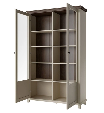 Vitrine Evora 126 cm beige / Eiche dunin wird Liebhaber von ausdrucksstarken Interieurs ideal für das Wohnzimmer und Esszimmer begeistern