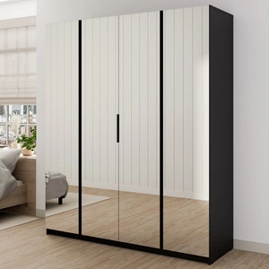 Spiegelschrank Kastano X 200 cm schwarz modernes Design idealer Kleiderschrank für Schlafzimmer oder Flur Spiegelfronten