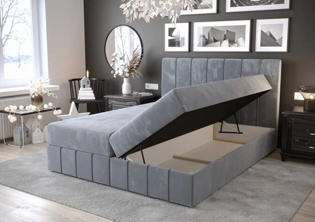 Boxspringbett Casey 140x200 türkis im modernen skandinavischen Stil mit markantem Kopfteil