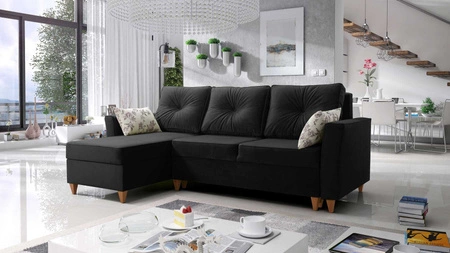 Ecksofa mit Schlaffunktion Topeka schwarz linke Seite stilvolles und modernes Design, das sich in jede Einrichtung einfügt