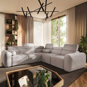 Ecksofa mit Schlaffunktion Cantare III elfenbeinfarben rechte Ecke komfortables und stilvolles Ecksofa für das Wohnzimmer zwei Container für Bettzeug