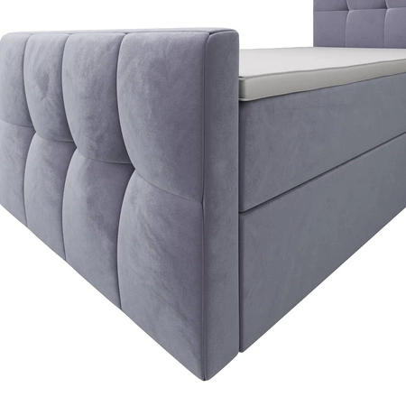 Boxspringbett Manhattan 100x200 hellblau Bett im modernen skandinavischen Stil mit gepolstertem Kopf- und Fußteil Bett mit Staukasten
