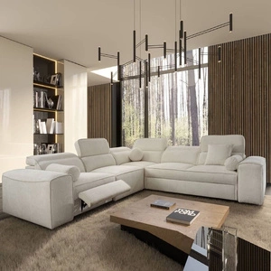 Ecksofa mit Schlaffunktion Viano III Lux creme links modernes Ecksofa für Wohnzimmer mit ausziehbarem Fußteil Bettwäschecontainer