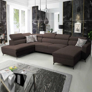 Ecksofa mit Schlaffunktion Savona VI braun rechts elegantes und bequemes Ecksofa für Wohnzimmer mit zwei Bettkästen