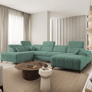 Ecksofa mit Schlaffunktion Penejos VI grün rechtsseitig stilvolles Ecksofa mit zwei Bettkästen strapazierfähiger Stoff