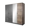 Kleiderschrank mit Spiegel Holte 220 cm Eiche grange sand / matera modernes Möbeldesign Kleiderschrankkanten mit speziellem ABS-Furnier verarbeitet