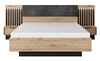 Tipler Bett 160x200 cm mit Bettzeug und Nachttischen Eiche artisan / anthrazit gepolstertes Kopfteil LED-Beleuchtung