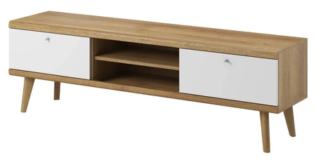 Primo Hängeschrank Eiche Riviera / weiß modernes Design Kante mit Spezialfurnier eingefasst Sicherheitsglas gehärtet