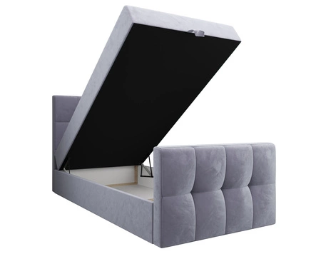 Boxspringbett Manhattan 90x200 hellblau Bett im modernen skandinavischen Stil mit gepolstertem Kopfteil und Fußteil Bett mit Staukasten