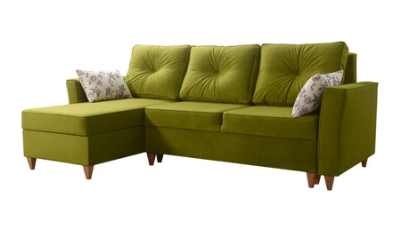 Ecksofa mit Schlaffunktion Topeka graue Esche linke Seite stilvolles und modernes Design, das sich in jede Einrichtung einfügt