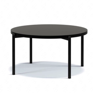 Runder Couchtisch 84 cm Sampi schwarz glänzend zeitloses Design solides Metallgestell idealer Tisch für jede Umgebung