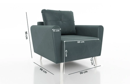 Sessel Felicie dunkelgrau eleganter Sessel für das Wohnzimmer mit einem geräumigen und weichen Sitz Holzbeine fügen visuelle Leichtigkeit