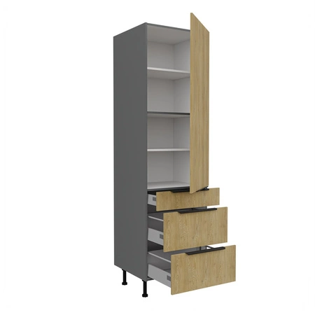 Corsico 60 DKS-215 3S 1F Küchenschrank mit Schubladen feuchtigkeits- und beschädigungsbeständige Metallkantengriffe