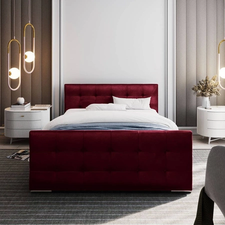 Polsterbett Verlan 180x200 kastanienbraun mit Container im modernen skandinavischen Stil mit gestepptem Kopfteil und Fußteil