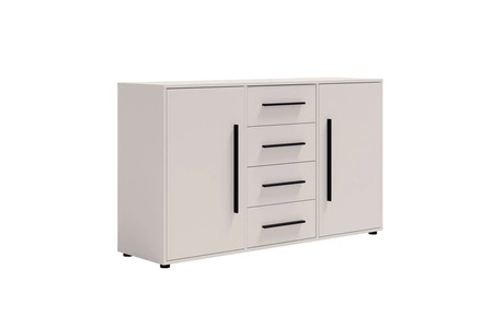 Kommode Maxione 150 cm beige elegante und vielseitige Kommode Stil für Schlafzimmer oder Wohnzimmer geschmackvolle schwarze Griffe