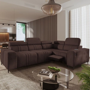 Ecksofa mit Schlaffunktion Castel II Lux braun rechtsseitiges bequemes Ecksofa für das Wohnzimmer mit komfortablem ausziehbarem Fußteil