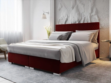 Boxspringbett Fargo 160x200 dunkelrot Bett im modernen skandinavischen Stil mit markantem Kopfteil