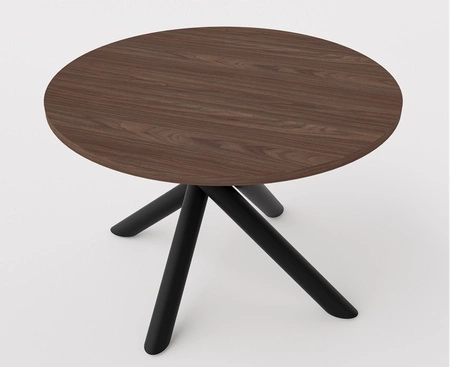 Runder Tisch Lyon 110 cm wisconsin nussbaum / schwarz designer esstisch metall spinne beine höhenverstellung