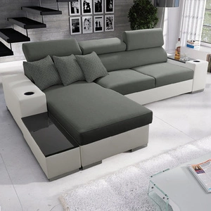 Ecksofa mit Schlaffunktion Provo grau / weiß linkes Ecksofa mit Bettkasten und Funktionserweiterung