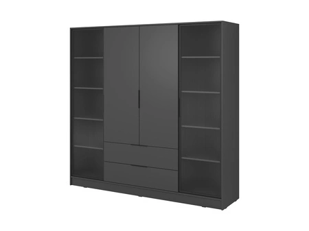 Kleiderschrank Corse 206 cm graphit modernes Design Kleiderschrank mit Glasfronten und geräumigen Schubladen ideal für Schlafzimmer und Büros