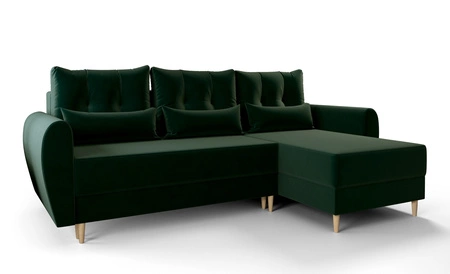 Ecksofa mit Schlaffunktion Rovigo bottle green rechts elegantes Ecksofa in skandinavischem Design großes Bettzeugfach