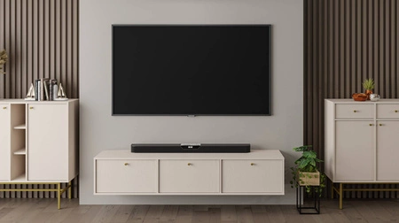 Kioto IV RTV-Wandschrank 180 cm beige stilvolles Design mit dezenten Farben Schrank mit nach unten öffnenden Türen