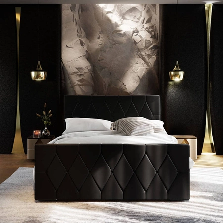 Polsterbett Sparks 140x200 schwarz mit Stauraum im modernen Stil mit markantem Kopf- und Fußteil