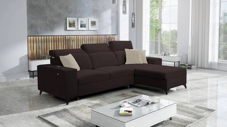 Ecksofa mit Schlaffunktion Kelly Sleek braun rechts geflochten bequemes und funktionelles Ecksofa für Wohnzimmer
