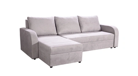 Ecksofa mit Schlaffunktion Scarlo hellgrau universal Ecksofa für das Wohnzimmer aus strapazierfähigem Veloursstoff