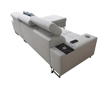 Ecksofa mit Schlaffunktion Dafni Grau-Weiß rechtsseitig geflochten bietet Komfort und Funktionalität während der täglichen Erholung