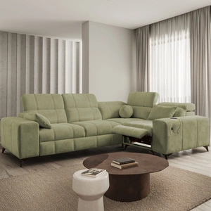 Ecksofa mit Schlaffunktion Penejos II Lux oliv rechts komfortables Ecksofa für das Wohnzimmer mit bequemer ausziehbarer Fußstütze