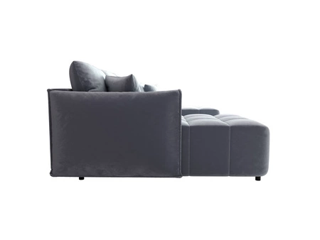 Ecksofa mit Schlaffunktion Oroso U blau Leinencontainer weicher Samtstoff mit hydrophober Beschichtung dekorative Steppung