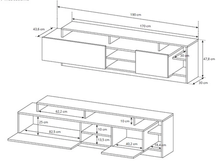 Möbelset Elma weiß / Eiche Enkel modernes Design Kante mit speziellen Furnier beendet