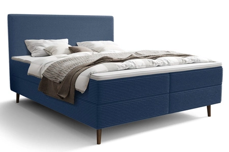 Boxspringbett Totti 180x200 blau stilvolles Bett mit Bettzeug Lagerung dreidimensionalen Stoff mit ausdrucksvollen Streifen