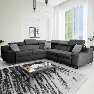 Ecksofa mit Schlaffunktion Alcamo III grau rechts funktionelles und stilvolles Ecksofa mit einer Schublade in der Seite zwei Behälter für Bettzeug