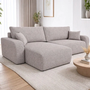 Ecksofa mit Schlaffunktion Fiesta XL beige universal Ecksofa mit Stauraum für Bettzeug strapazierfähiges Webstoffgewebe