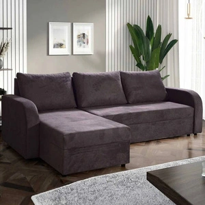 Ecksofa mit Schlaffunktion Scarlo schwarz Universal in Einstellung Ecksofa für Wohnzimmer aus strapazierfähigem Veloursstoff