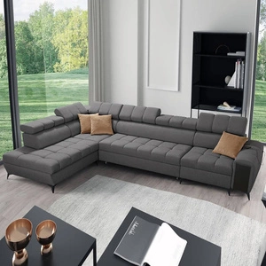 Ecksofa mit Schlaffunktion Bolmso XI graphit linke Seite stilvolles Design Ecksofa Bett mit Schublade und Bettzeug Container