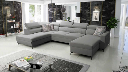 Ecksofa mit Schlaffunktion Savona VI grau rechts elegantes und bequemes Ecksofa für Wohnzimmer mit zwei Bettkästen 