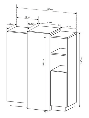 Space 110 cm Kommode weiß / Eiche Handwerk Gold modernistisches Design und moderne Form der Möbel Push-to-Open-System