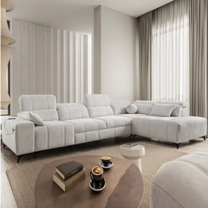 Ecksofa mit Schlaffunktion Penejos XI grau Esche rechts komfortables Ecksofa mit verstellbaren Kopfstützen und zwei Bettkästen