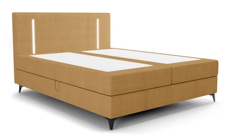 Boxspringbett Norco 160x200 gelb stilvolles Bett mit Staukasten Beleuchtung im Kopfteil fügt eine einzigartige Note