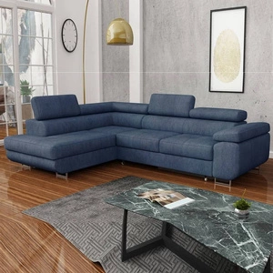 Ecksofa mit Schlaffunktion Ganta blue denim linke Seite moderner Veloursstoff garantiert höchsten Komfort und Funktionalität