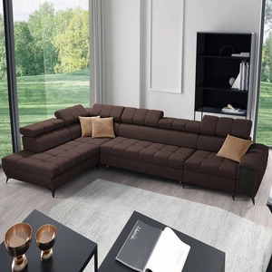 Ecksofa mit Schlaffunktion Bolmso XI braun linke Seite stilvolles Design Ecksofa mit Schublade und Bettzeugcontainer