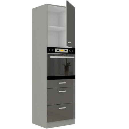 Grau 60 DPS-210 3S 1F Küchenschrank mit Schubladen für den Einbau von Backöfen, dampf-, hitze- und spritzwassergeschützt