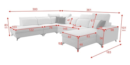 Ecksofa mit Schlaffunktion Kelly Sleek X braun rechts extrem elegantes Ecksofa für Wohnzimmer mit verstellbaren Kopfstützen