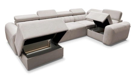 Ecksofa mit Schlaffunktion Cantare IV dunkelbeige links Sorgfältig verarbeitetes Ecksofa für das Wohnzimmer bietet Komfort und Bequemlichkeit